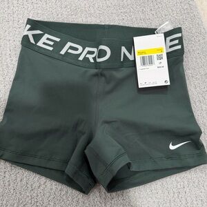 Nike Women's Pro Dark Green Athletic Shorts